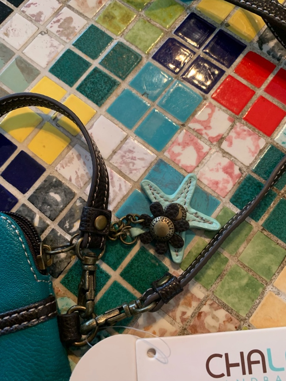 Chala Teal Convertible Crossbody with Flower Charm - Picture 5 of 11